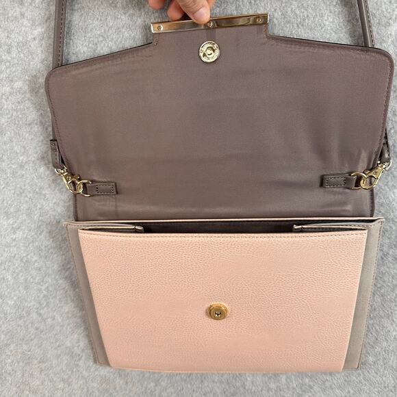 Mix No 6 Envelope Crossbody Cutch Purse Colorblock Pink Gray Snap Closure Modern - Picture 4 of 11